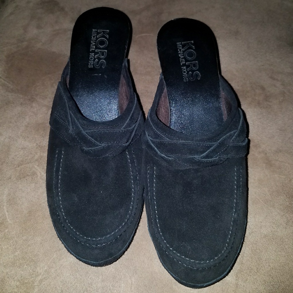 Michael Kors Black Suede Clogs - size 9